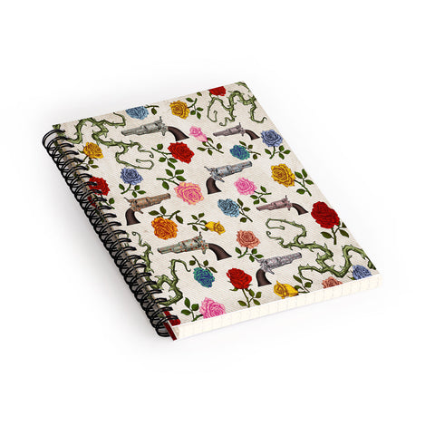 Belle13 Sweet Guns And Roses Spiral Notebook