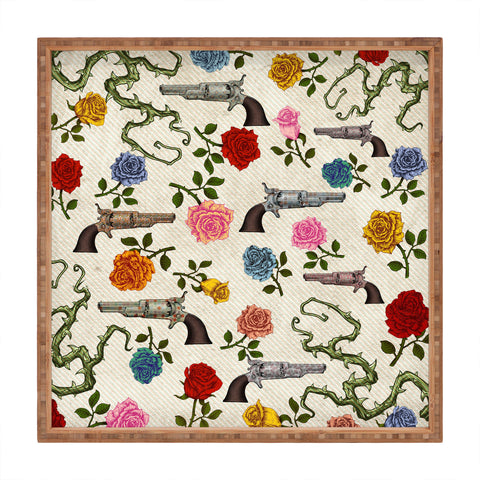 Belle13 Sweet Guns And Roses Square Tray