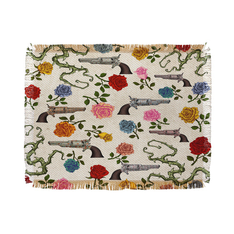 Belle13 Sweet Guns And Roses Throw Blanket