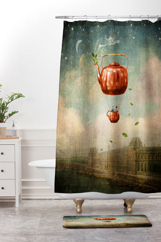 Belle13 Tea for Two at Dusk Shower Curtain And Mat