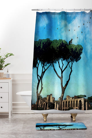 Belle13 The Cat King Of Rome Shower Curtain And Mat