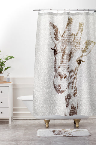 Belle13 The Intellectual Giraffe Shower Curtain And Mat
