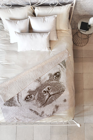Belle13 The Intellectual Pug Fleece Throw Blanket