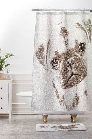 Belle13 The Intellectual Pug Shower Curtain And Mat
