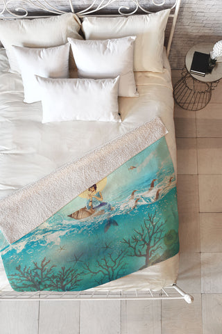 Belle13 The Queen Mermaid Fleece Throw Blanket