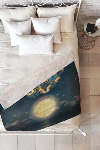 Belle13 The Rising Moon Fleece Throw Blanket