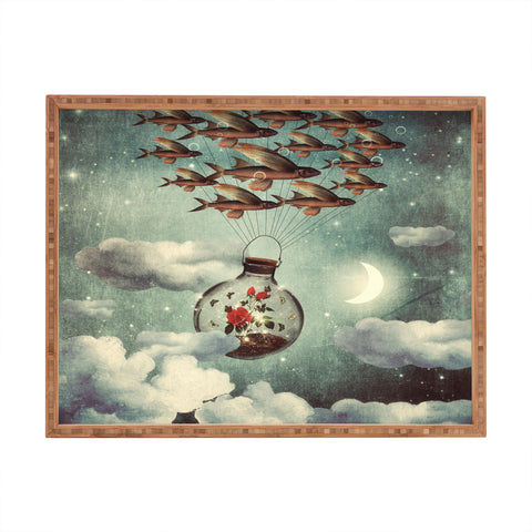 Belle13 The Rose That Wanted To See The World Rectangular Tray