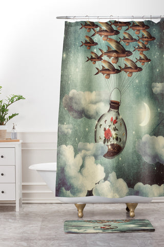 Belle13 The Rose That Wanted To See The World Shower Curtain And Mat