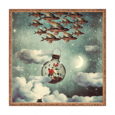 Belle13 The Rose That Wanted To See The World Square Tray