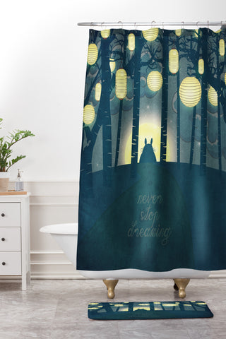 Belle13 Totoros Dream Forest Shower Curtain And Mat