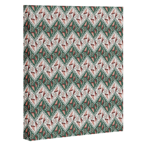Belle13 Traditional Floral Chevron Art Canvas