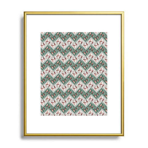 Belle13 Traditional Floral Chevron Metal Framed Art Print
