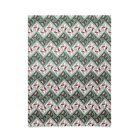 Belle13 Traditional Floral Chevron Poster