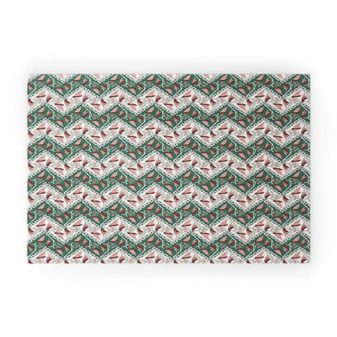 Belle13 Traditional Floral Chevron Welcome Mat