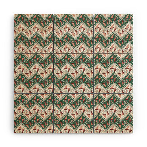 Belle13 Traditional Floral Chevron Wood Wall Mural