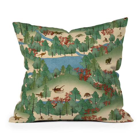Belle13 Travelling Through Jurassic Throw Pillow