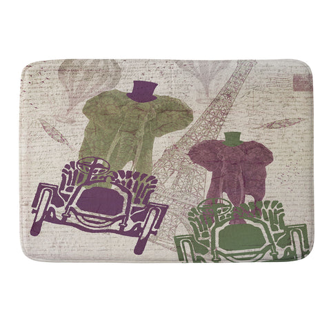 Belle13 Two Elephants In Paris Memory Foam Bath Mat