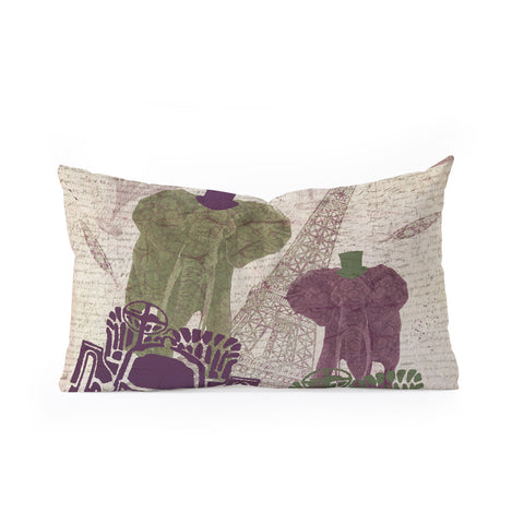 Belle13 Two Elephants In Paris Oblong Throw Pillow