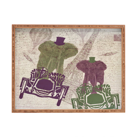 Belle13 Two Elephants In Paris Rectangular Tray