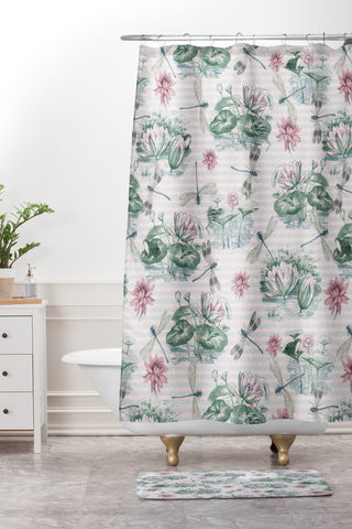 Belle13 Water Lily Lake Shower Curtain And Mat