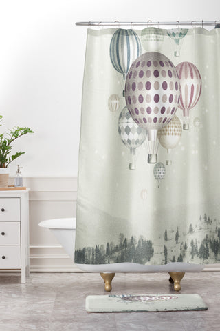 Belle13 Winter Dreamflight Shower Curtain And Mat