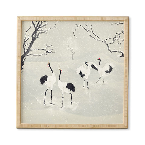 Belle13 Winter Love Dance Of Japanese Cranes Framed Wall Art