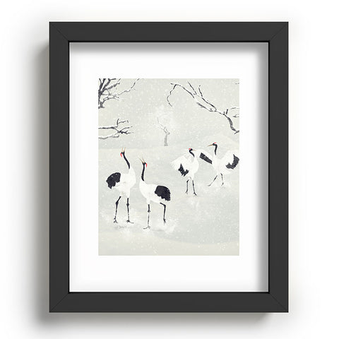 Belle13 Winter Love Dance Of Japanese Cranes Recessed Framing Rectangle