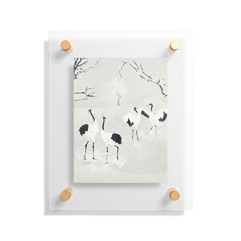 Belle13 Winter Love Dance Of Japanese Cranes Floating Acrylic Print