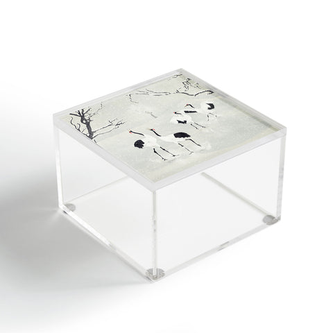 Belle13 Winter Love Dance Of Japanese Cranes Acrylic Box