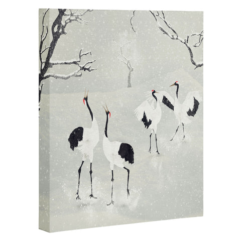Belle13 Winter Love Dance Of Japanese Cranes Art Canvas