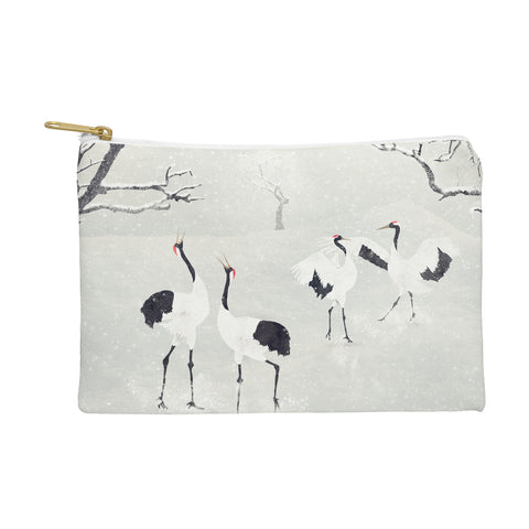 Belle13 Winter Love Dance Of Japanese Cranes Pouch