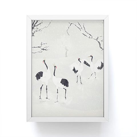 Belle13 Winter Love Dance Of Japanese Cranes Framed Mini Art Print
