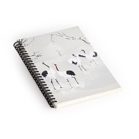 Belle13 Winter Love Dance Of Japanese Cranes Spiral Notebook