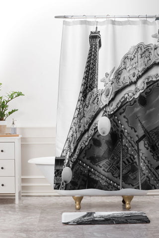 Bethany Young Photography Eiffel Tower Carousel II Shower Curtain And Mat
