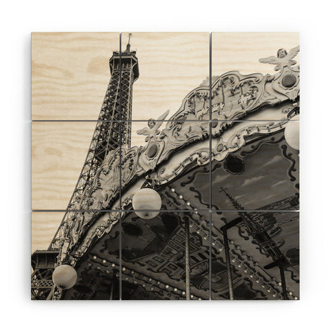 Bethany Young Photography Eiffel Tower Carousel II Wood Wall Mural