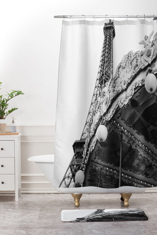 Bethany Young Photography Eiffel Tower Carousel Shower Curtain And Mat