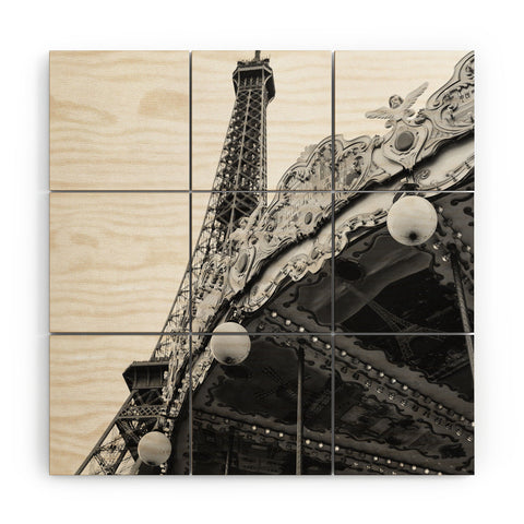 Bethany Young Photography Eiffel Tower Carousel Wood Wall Mural