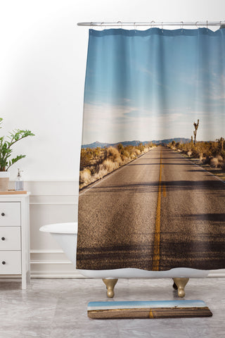 Bethany Young Photography Joshua Tree Road Shower Curtain And Mat