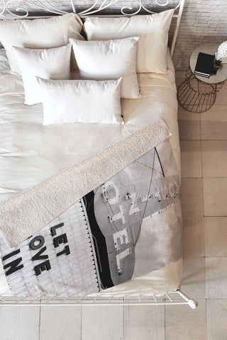 Bethany Young Photography Let Love In Monochrome Fleece Throw Blanket