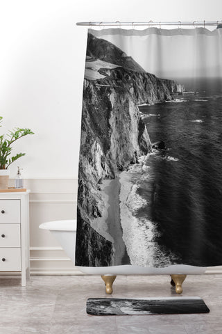Bethany Young Photography Monochrome Big Sur Shower Curtain And Mat