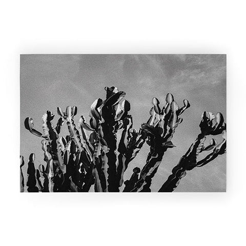 Bethany Young Photography Monochrome Cactus Sky Welcome Mat