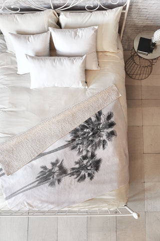 Bethany Young Photography Monochrome California Palms Fleece Throw Blanket