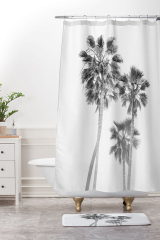 Bethany Young Photography Monochrome California Palms Shower Curtain And Mat