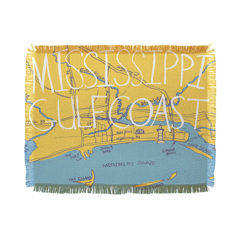bethmade Mississippi Gulf Coast Map Throw Blanket
