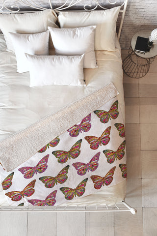 Bianca Green Butterflies Fly Fleece Throw Blanket