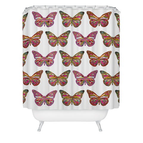 Bianca Green Butterflies Fly Shower Curtain