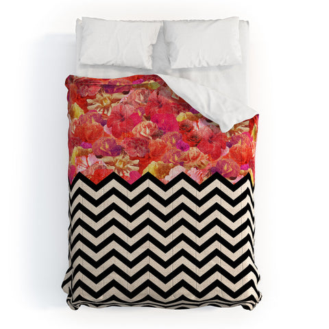 Bianca Green Chevron Flora 1 Comforter