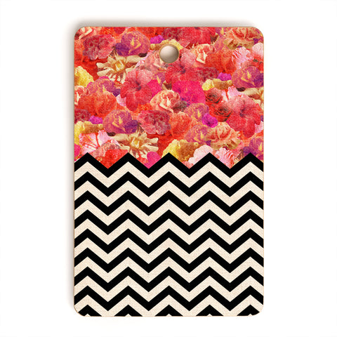 Bianca Green Chevron Flora 1 Cutting Board Rectangle