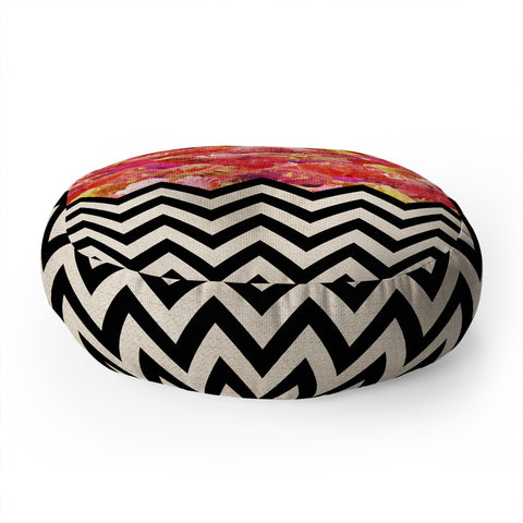 Bianca Green Chevron Flora 1 Floor Pillow Round