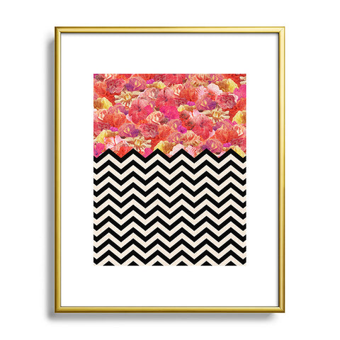 Bianca Green Chevron Flora 1 Metal Framed Art Print